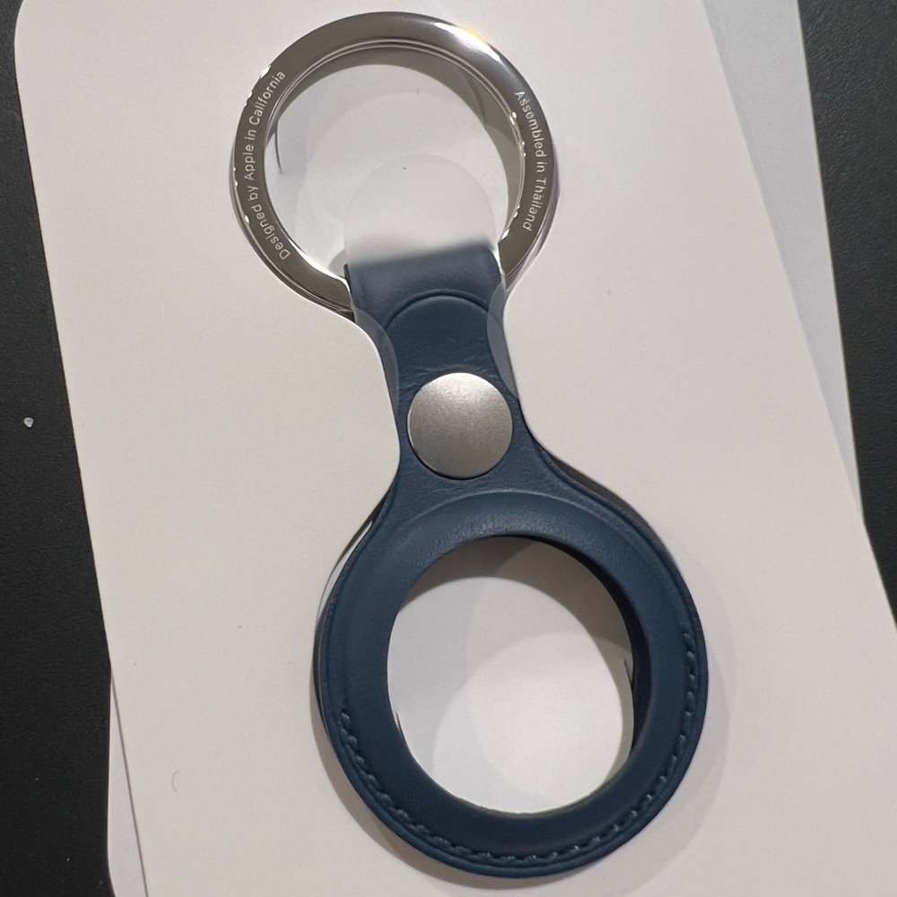 AirTag Leather Key Ring - Baltic Blue